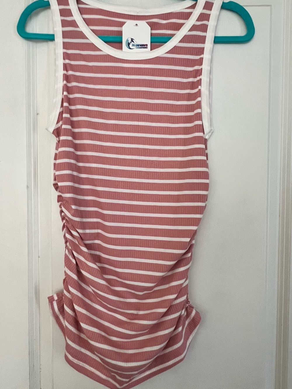 Ribbed Side Ruched Sleeveless Tank Top